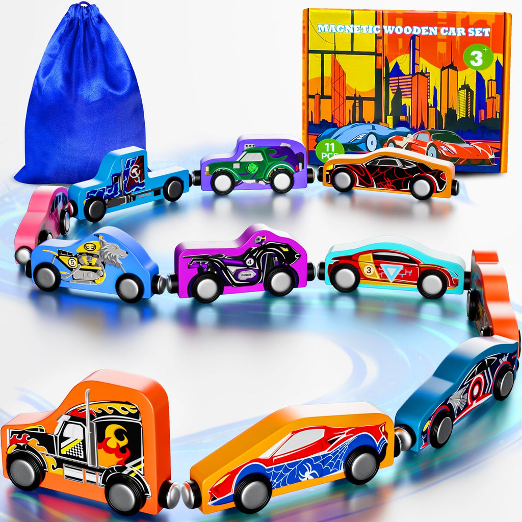 Magnetic Train & Car Set-11-Piece Toddler Toy
