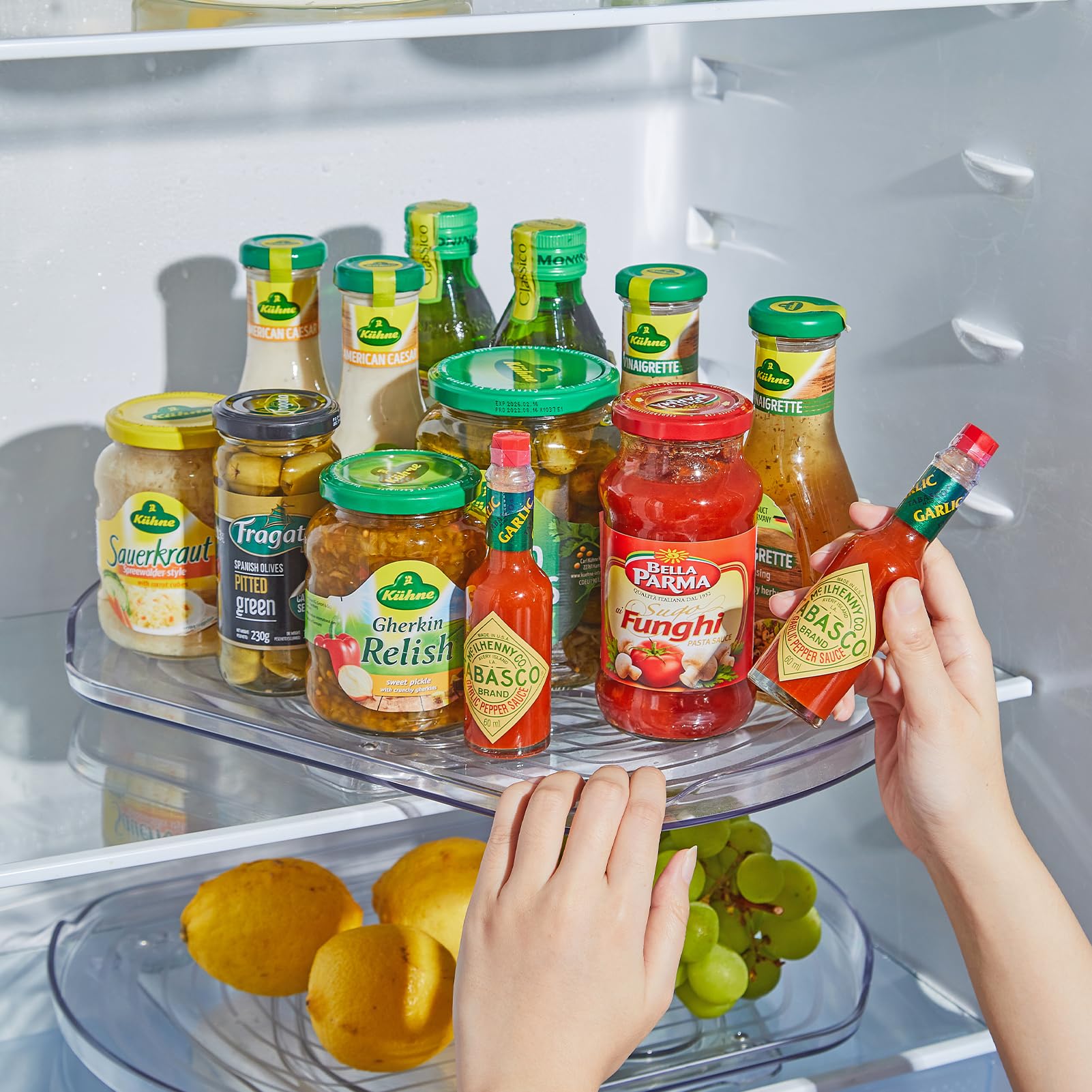 Clear Lazy Susan Refrigerator Organizer-Rotating Kitchen Storage Turntable