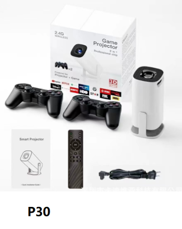 HD 4K-Compatible Gaming Projector with 2 Controllers